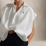 POLO RALPH LAUREN Camicia donna over in lino Bianco