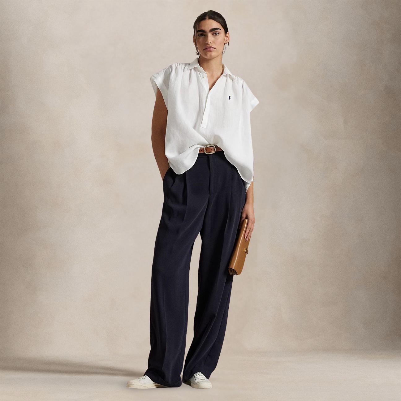 POLO RALPH LAUREN Camicia donna over in lino Bianco