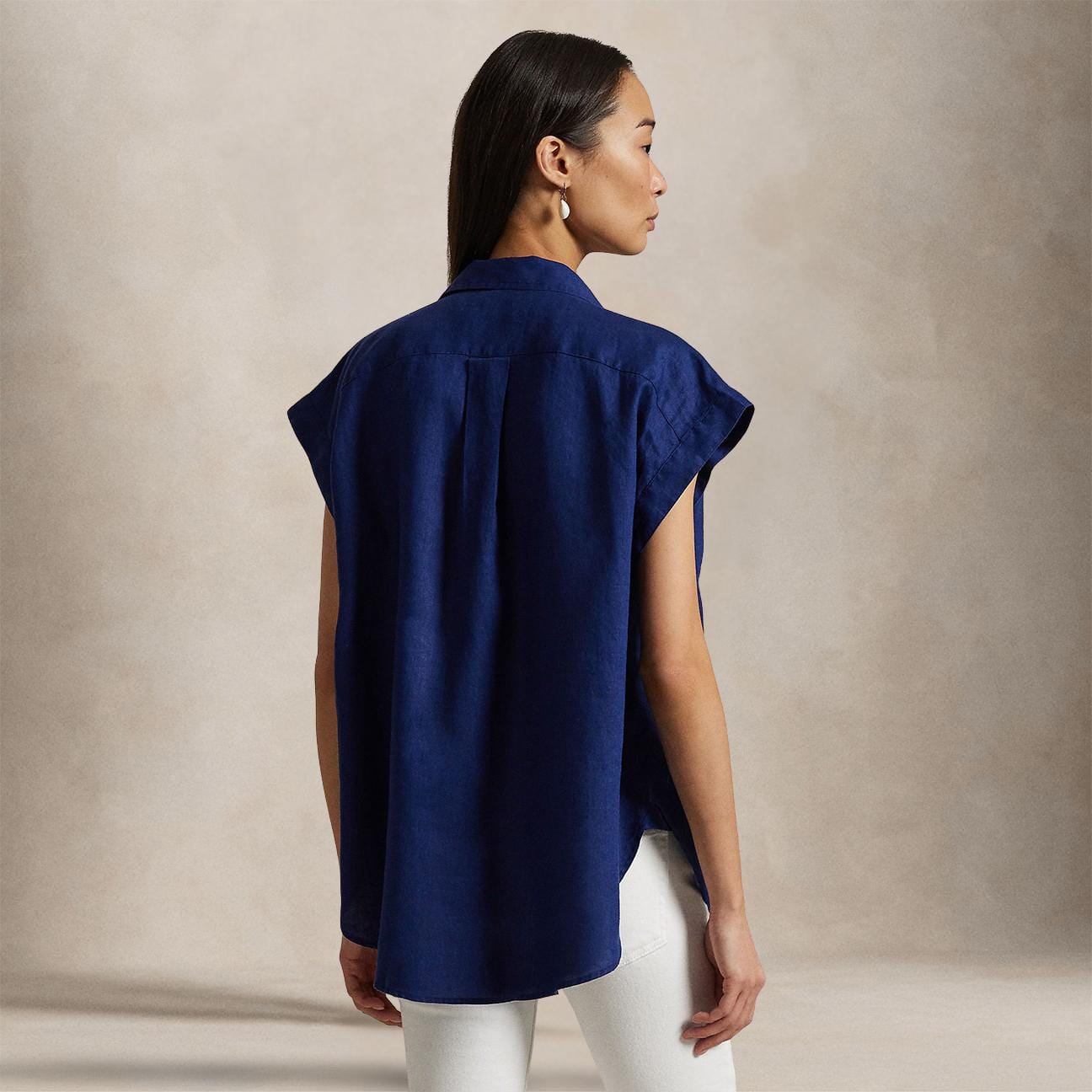 POLO RALPH LAUREN Camicia donna over in lino Blue