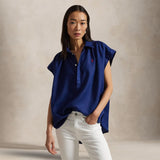 POLO RALPH LAUREN Camicia donna over in lino Blue