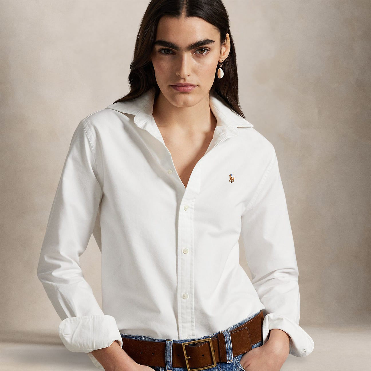 POLO RALPH LAUREN Camicia donna  Oxford in cotone Classic-Fit Bianco