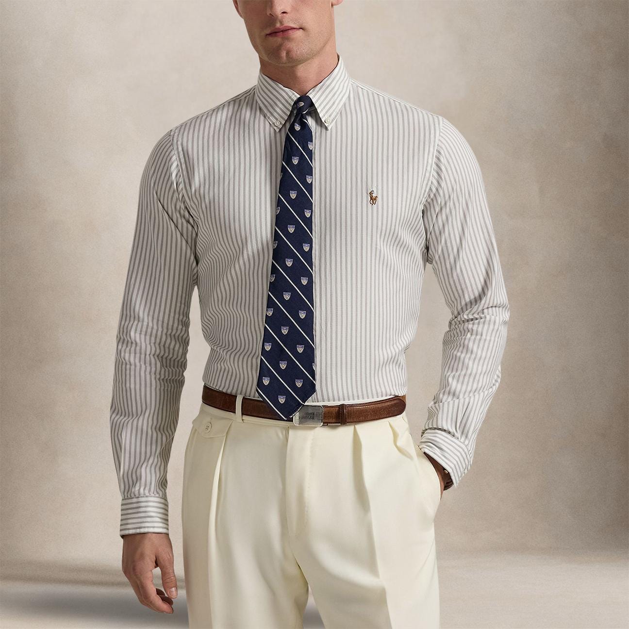 POLO RALPH LAUREN Camicia uomo a righe Oxford stretch Custom-Fit