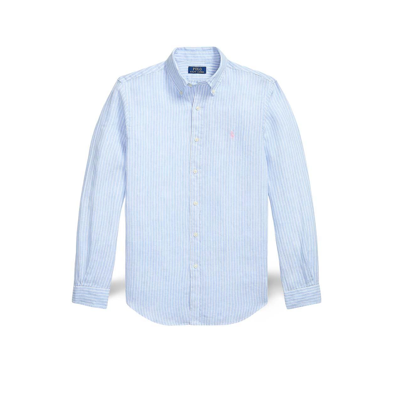 POLO RALPH LAUREN Camicia uomo Custom Fit in lino a righe