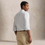 POLO RALPH LAUREN Camicia uomo Custom Fit in lino a righe Azzurro