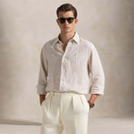 POLO RALPH LAUREN Camicia uomo Custom Fit in lino a righe Beige