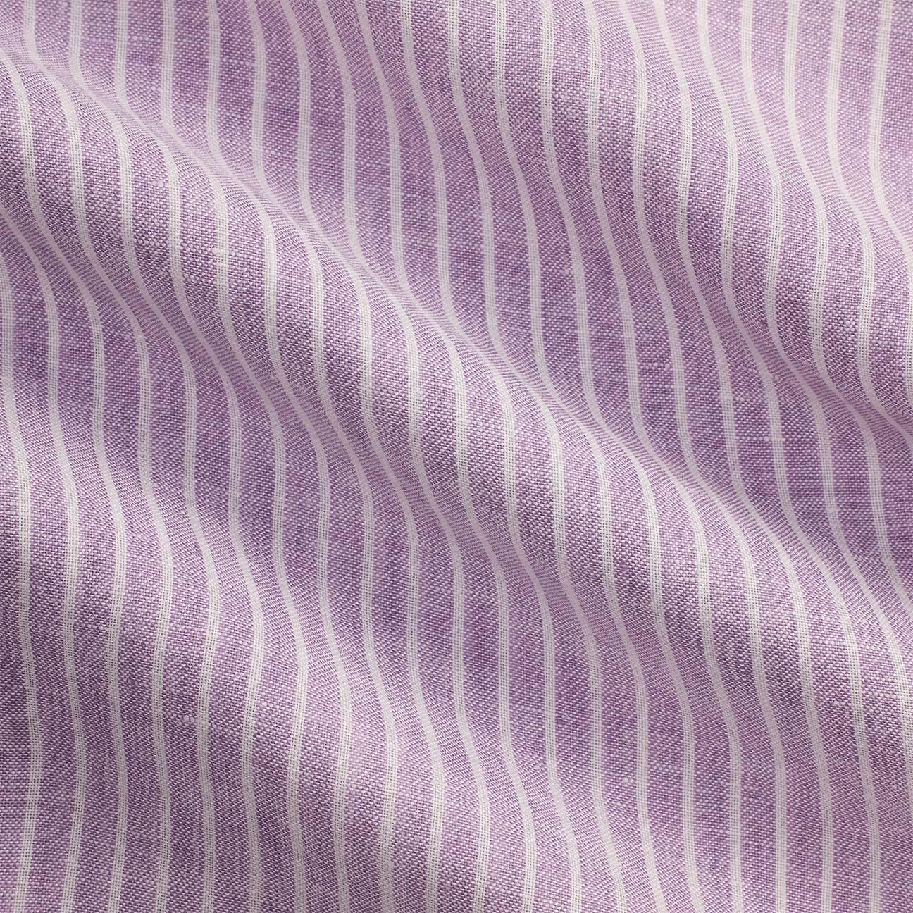POLO RALPH LAUREN Camicia uomo Custom Fit in lino a righe Lavanda