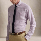POLO RALPH LAUREN Camicia uomo Custom Fit in lino a righe Lavanda