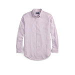 POLO RALPH LAUREN Camicia uomo Custom Fit in lino a righe Lavanda