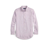 POLO RALPH LAUREN Camicia uomo Custom Fit in lino a righe Lavanda
