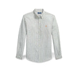 POLO RALPH LAUREN Camicia uomo Custom Fit in lino a righe Olive