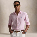 POLO RALPH LAUREN Camicia uomo Custom Fit in lino a righe Rosa