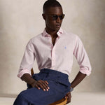 POLO RALPH LAUREN Camicia uomo Custom Fit in lino cotone seersucker Rosa