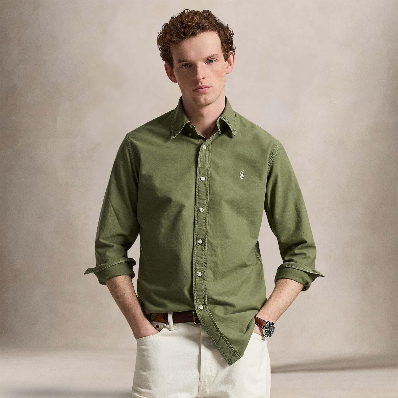 POLO RALPH LAUREN Camicia uomo Custom Fit in oxford Blue