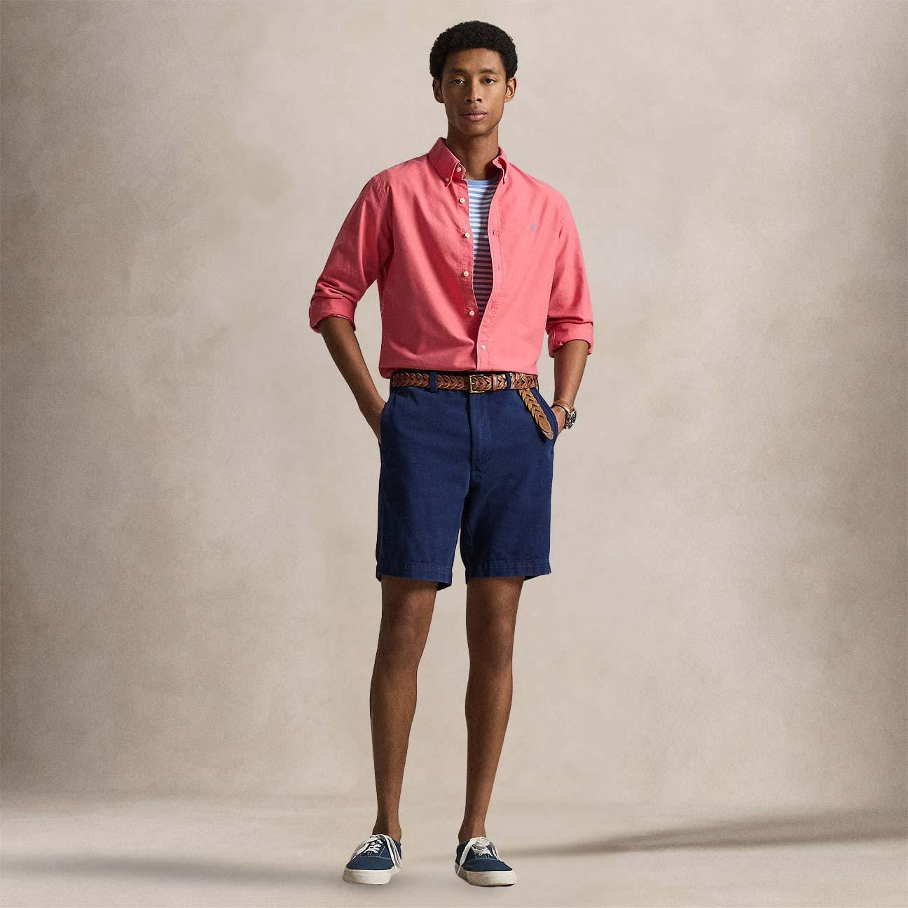 POLO RALPH LAUREN Camicia uomo Custom Fit in oxford Rosso