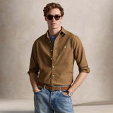 POLO RALPH LAUREN Camicia uomo Custom Fit in oxford Tabacco