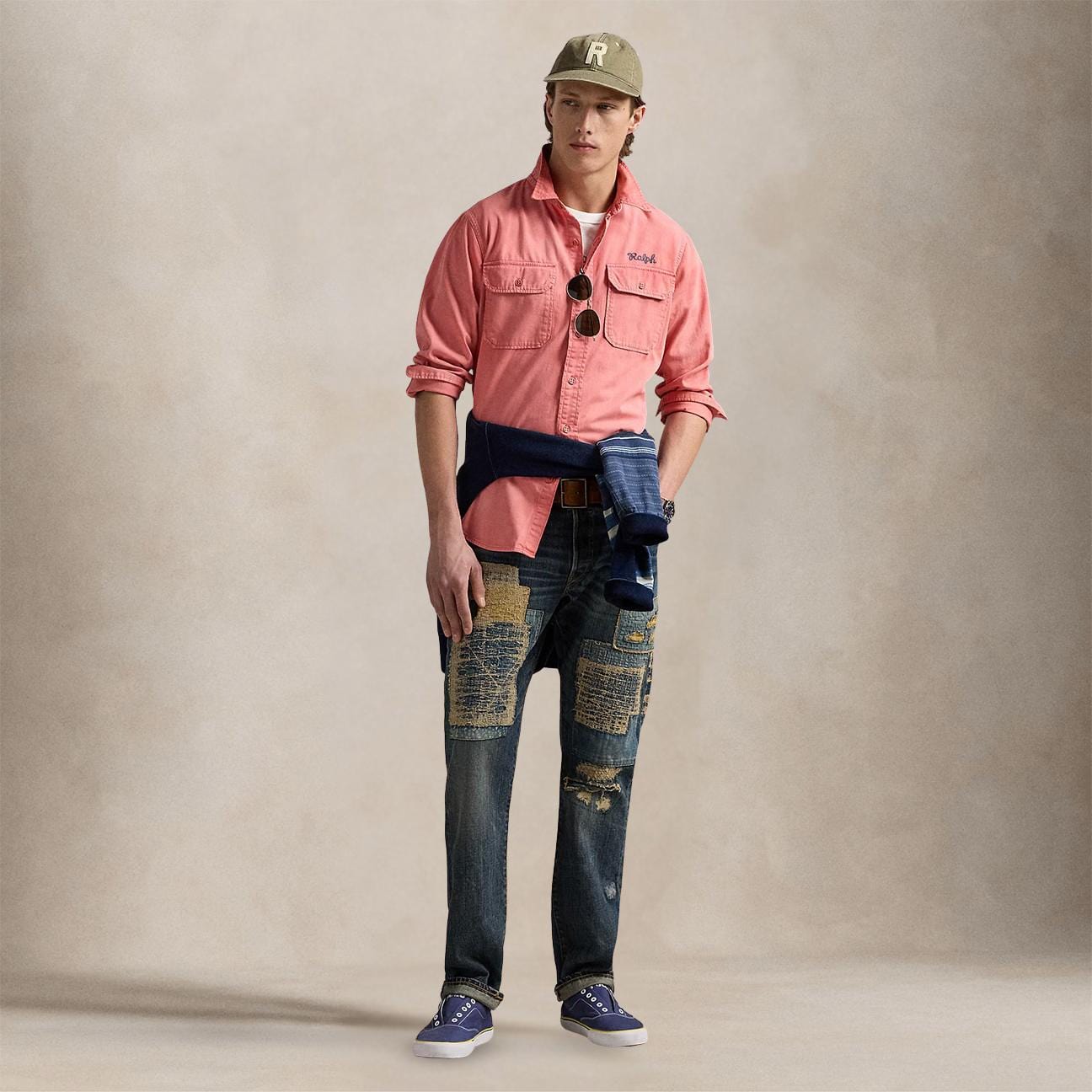 POLO RALPH LAUREN Camicia uomo in chino Classic Fit Rosso