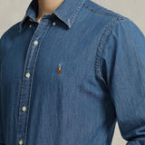POLO RALPH LAUREN Camicia uomo in denim Custom Fit Blue