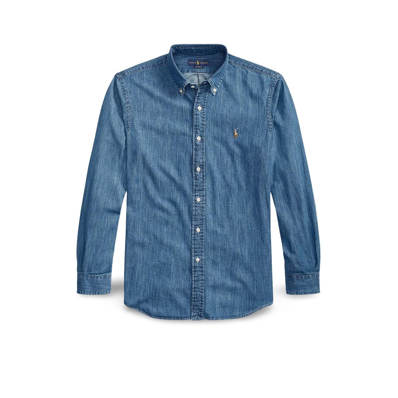 POLO RALPH LAUREN Camicia uomo in denim Custom Fit Blue