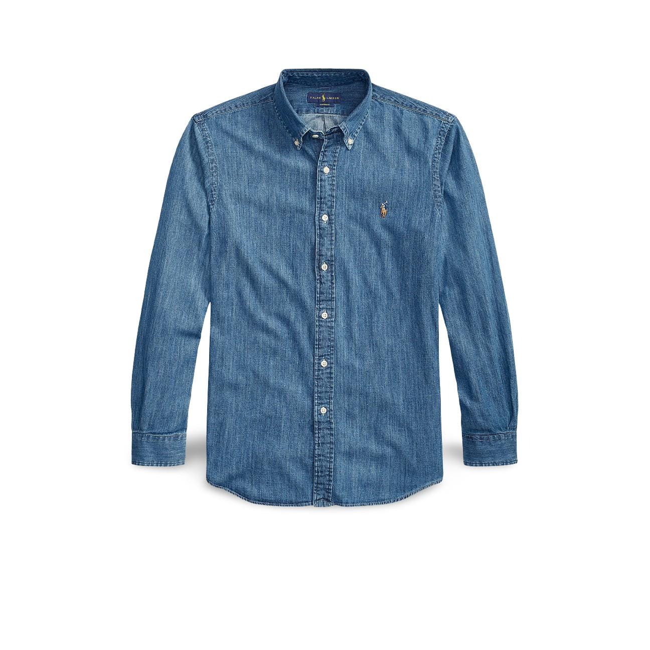 POLO RALPH LAUREN Camicia uomo in denim Custom Fit Blue
