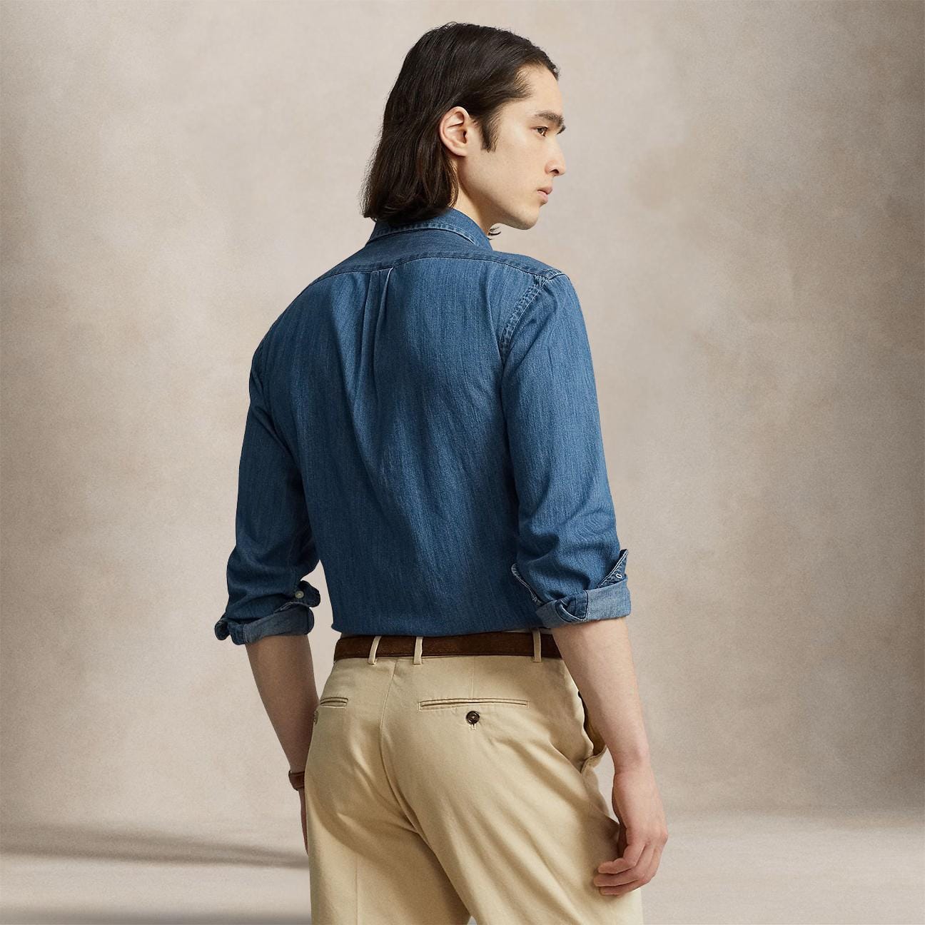 POLO RALPH LAUREN Camicia uomo in denim Custom Fit Blue