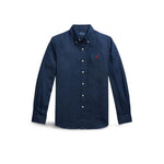 POLO RALPH LAUREN Camicia uomo in lino  Custim Fit Blue