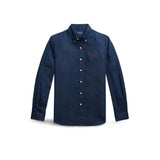 POLO RALPH LAUREN Camicia uomo in lino  Custim Fit Blue