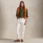 POLO RALPH LAUREN Camicia uomo in lino  Custim Fit Olive