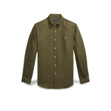 POLO RALPH LAUREN Camicia uomo in lino  Custim Fit Olive