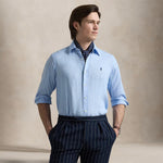 POLO RALPH LAUREN Camicia uomo in lino Custom Fit Azzurro