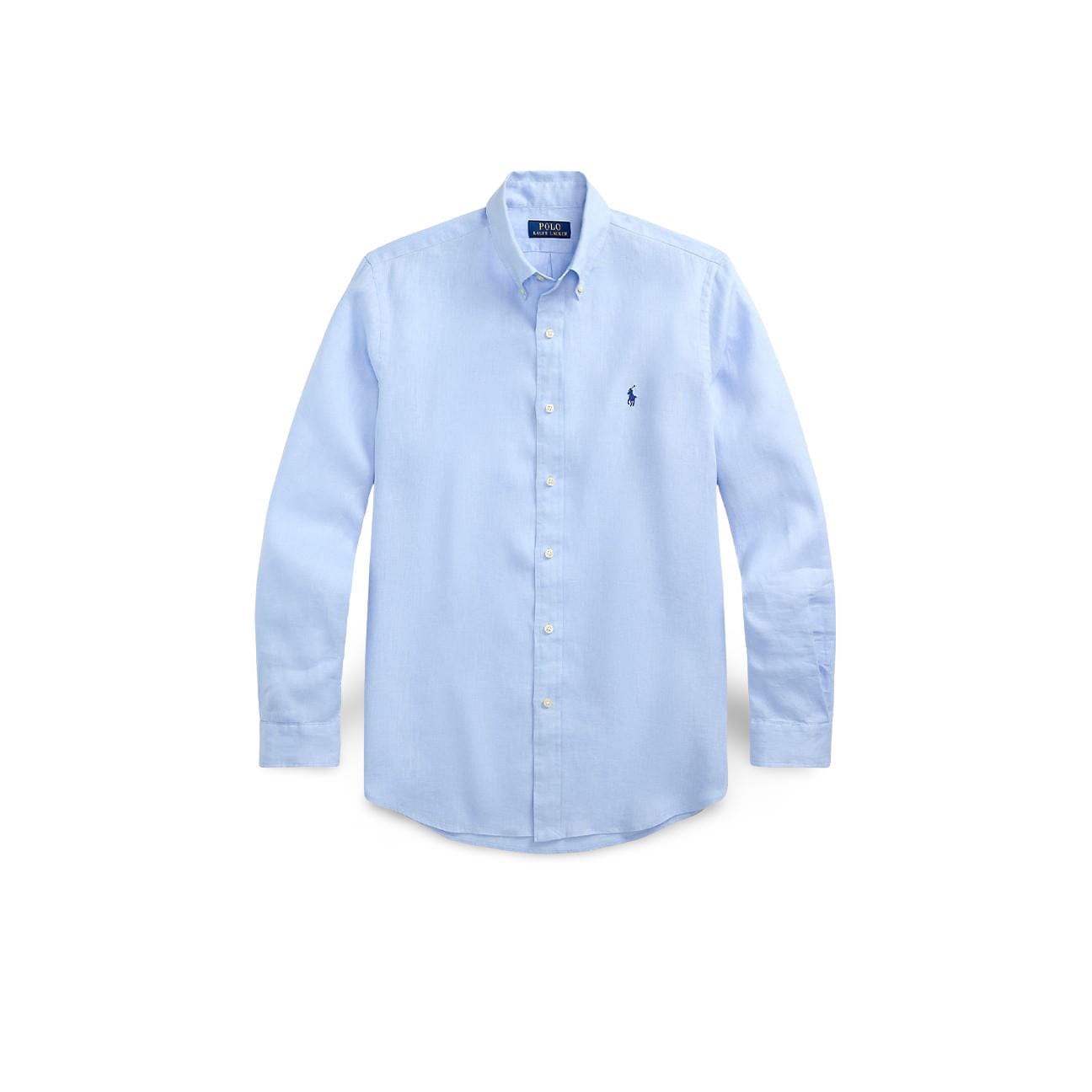 POLO RALPH LAUREN Camicia uomo in lino Custom Fit Azzurro