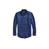 POLO RALPH LAUREN Camicia uomo in lino Custom-Fit Blue