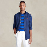 POLO RALPH LAUREN Camicia uomo in lino Custom-Fit Blue