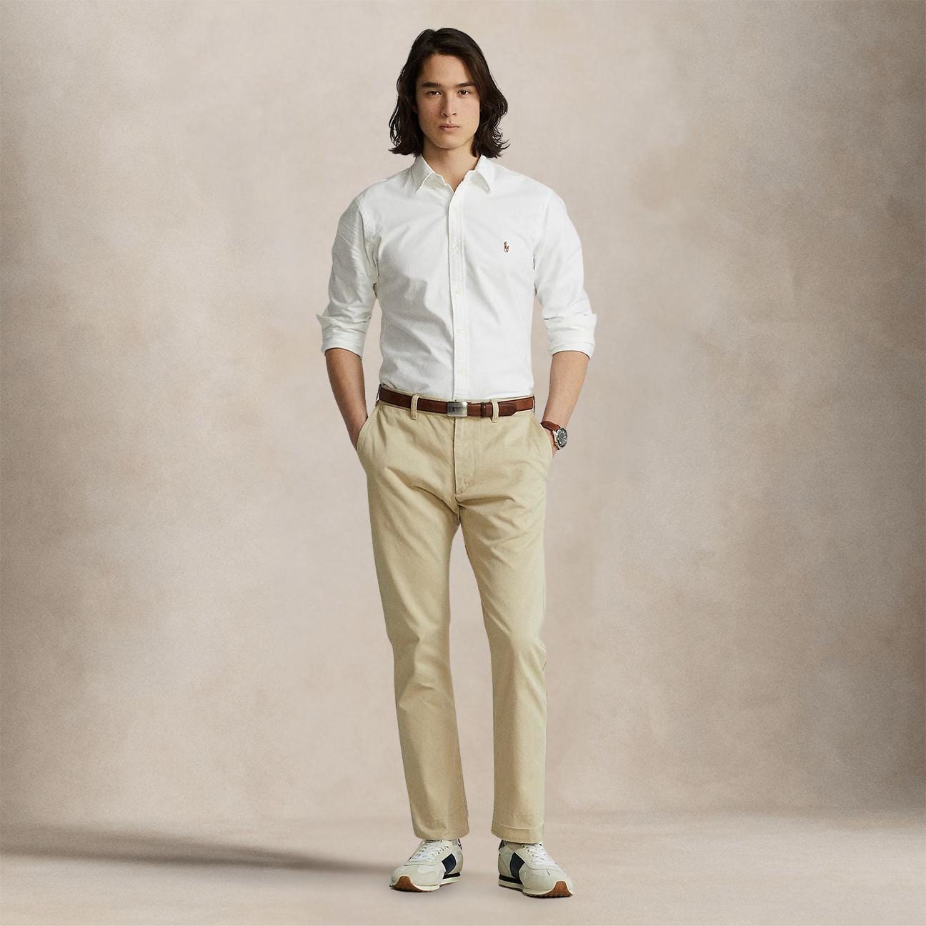 POLO RALPH LAUREN Camicia uomo in oxford Custom Fit Bianco