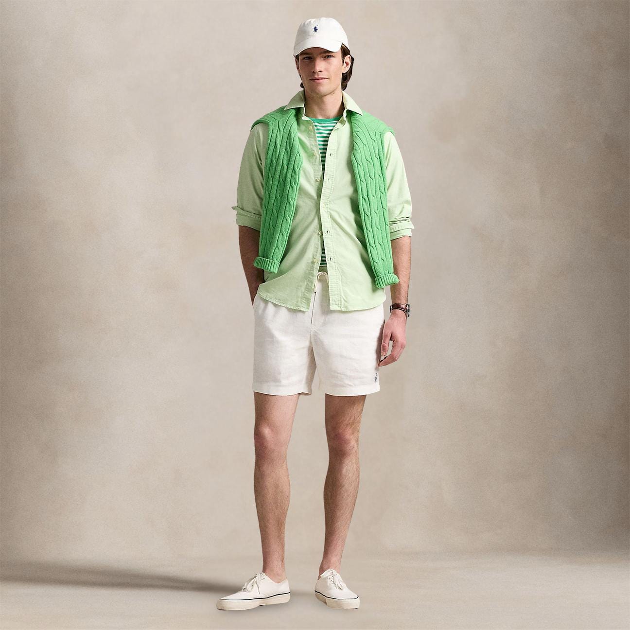 POLO RALPH LAUREN Camicia uomo in Oxford Dyed Leaf