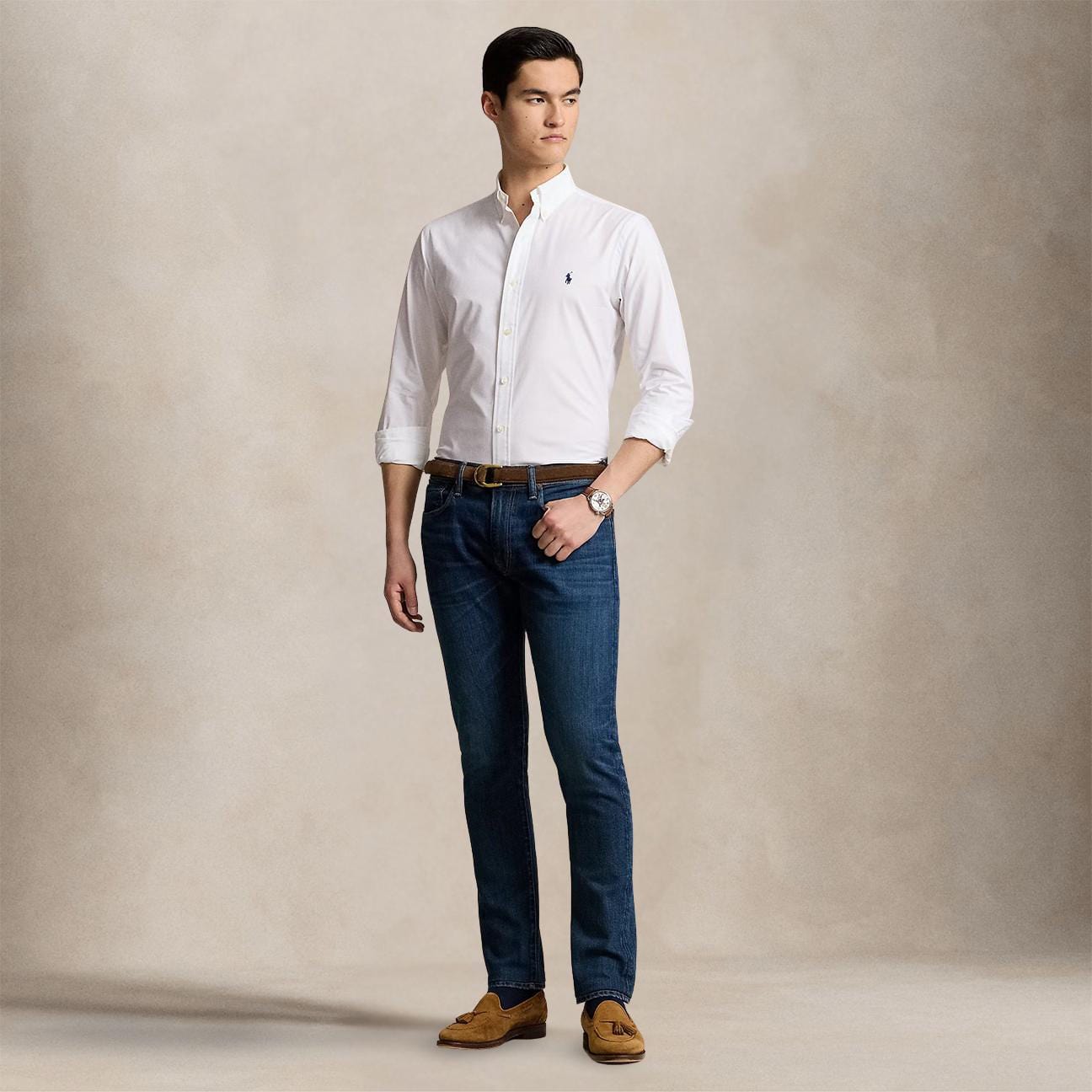 POLO RALPH LAUREN Camicia uomo in popeline stretch Bianco