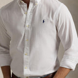 POLO RALPH LAUREN Camicia uomo  in seersucker Custom-Fit Bianco