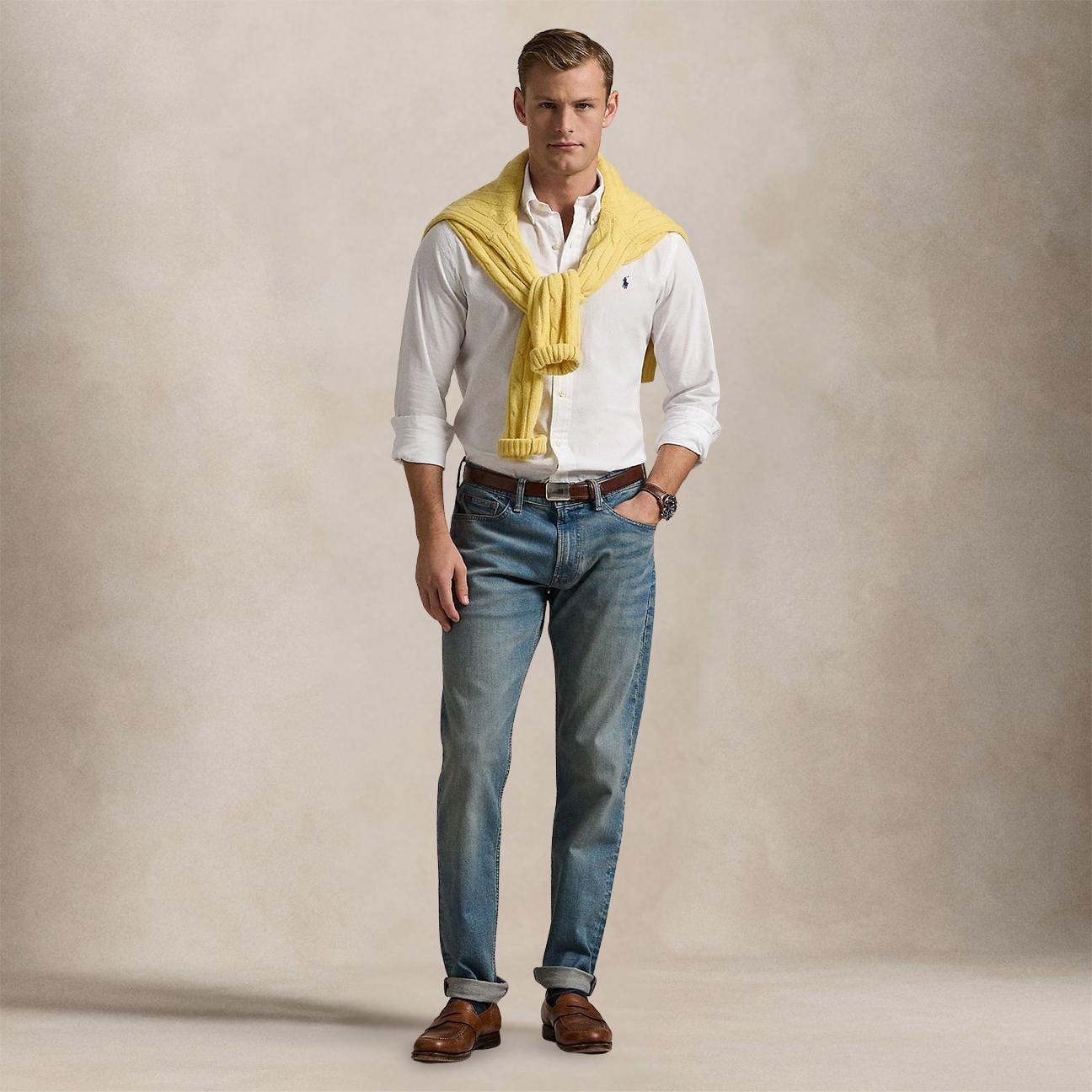 POLO RALPH LAUREN Camicia uomo  in seersucker Custom-Fit Bianco