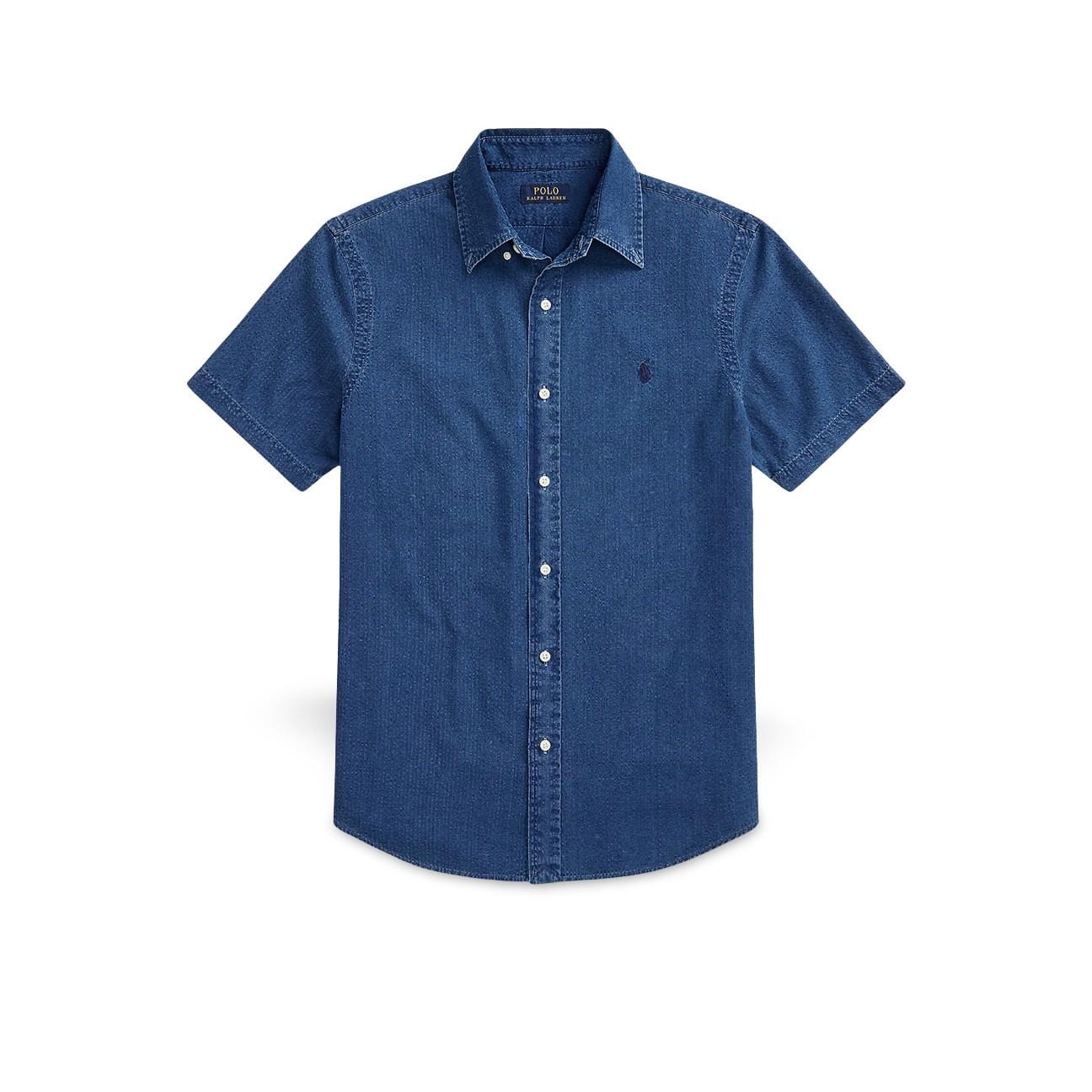 POLO RALPH LAUREN Camicia uomo in seersucker Custom Fit Blue