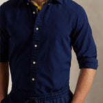 POLO RALPH LAUREN Camicia uomo  in seersucker Custom-Fit Blue