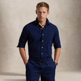 POLO RALPH LAUREN Camicia uomo  in seersucker Custom-Fit Blue