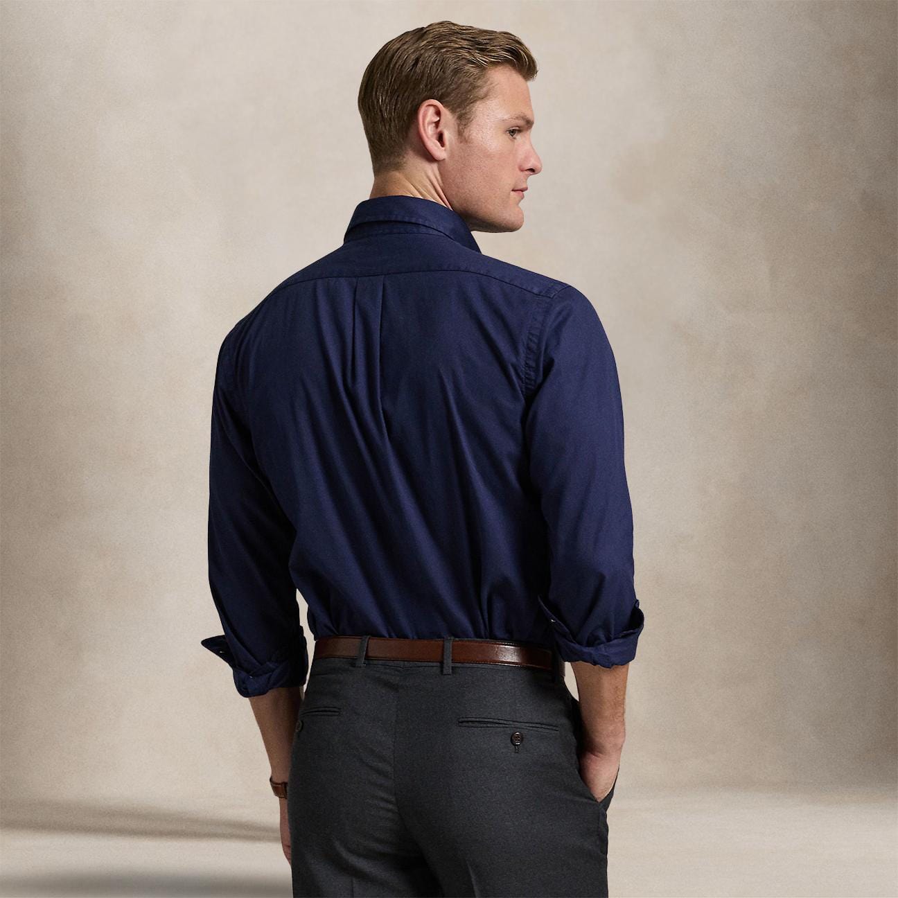 POLO RALPH LAUREN Camicia uomo  in twill Custom-Fit Blue