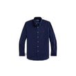 Chemise homme en velours bleu coupe sur mesure