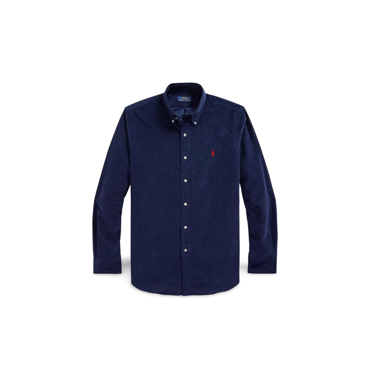 POLO RALPH LAUREN Camicia uomo in velluto Custom Fit Blue