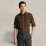 POLO RALPH LAUREN Camicia uomo in velluto Custom Fit Marrone