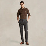 POLO RALPH LAUREN Camicia uomo in velluto Custom Fit Marrone