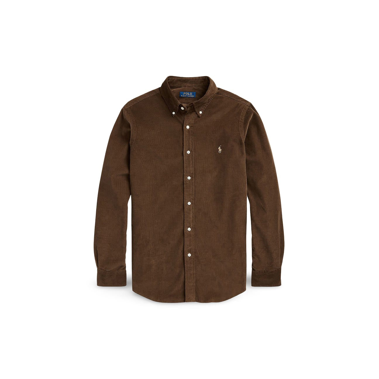 POLO RALPH LAUREN Camicia uomo in velluto Custom Fit Marrone