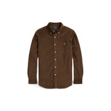 POLO RALPH LAUREN Camicia uomo in velluto Custom Fit Marrone