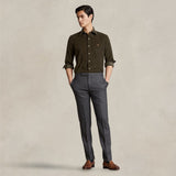 POLO RALPH LAUREN Camicia uomo in velluto Custom Fit Verde