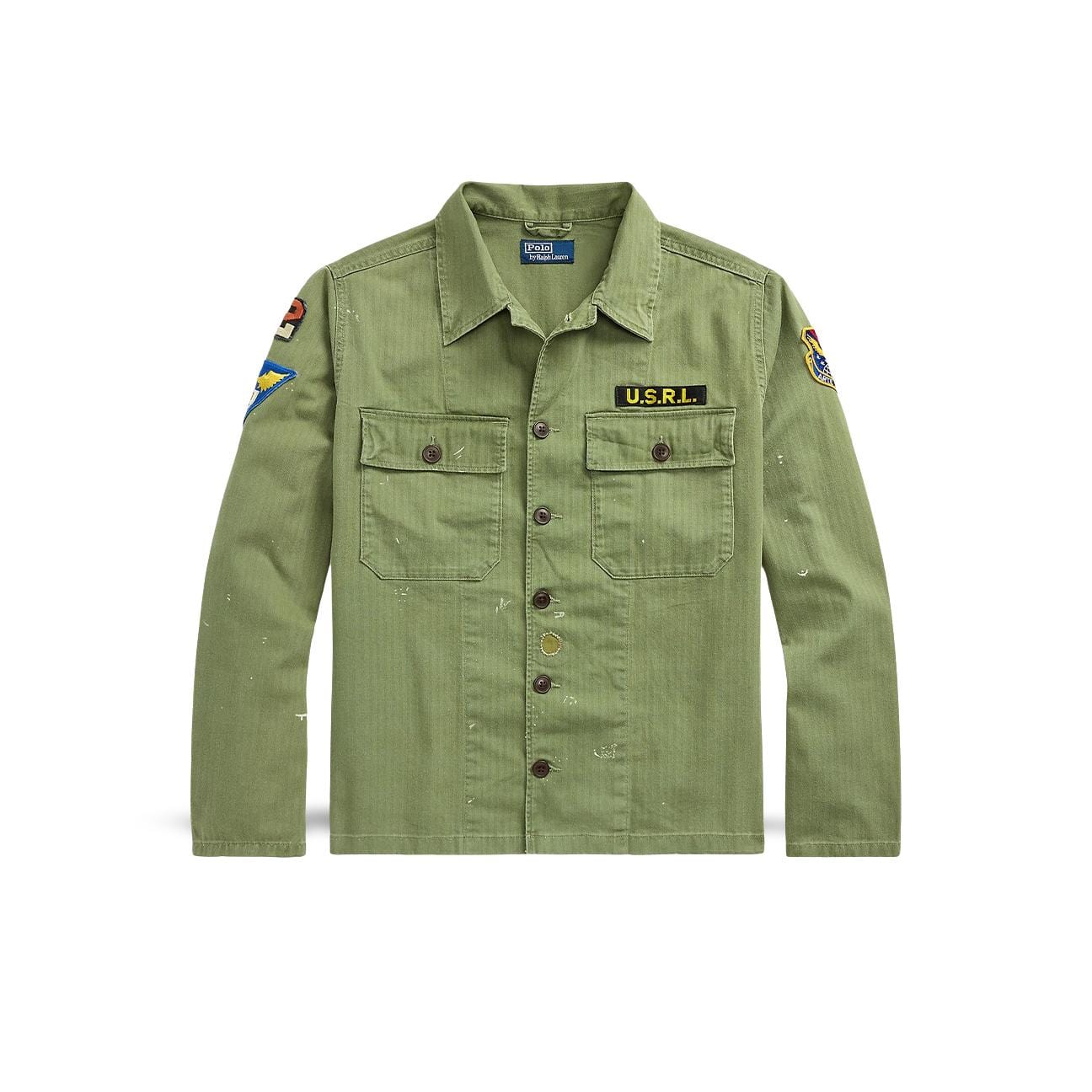 POLO RALPH LAUREN Camicia uomo militare Herringbone twill  Verde
