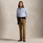 POLO RALPH LAUREN Camicia uomo Oxford stretch Custom-Fit Bianco e Azzurro